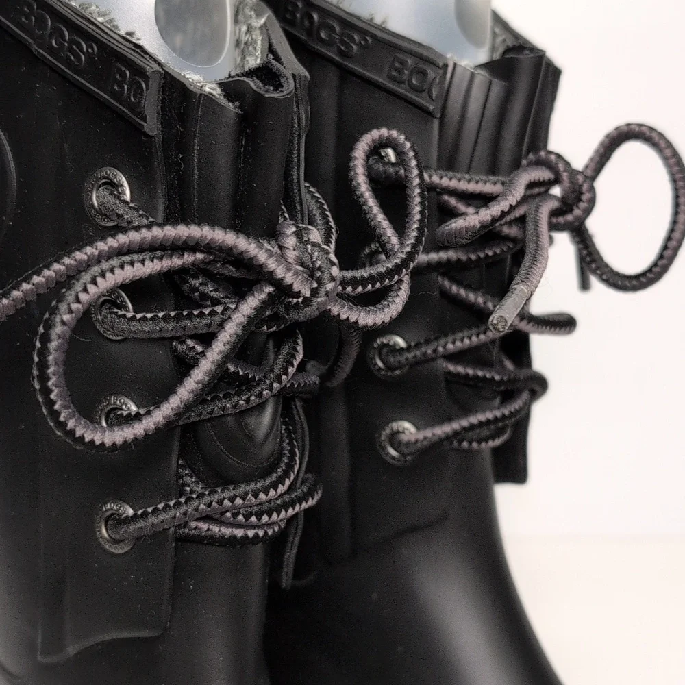 Bogs black amanda plush insulated waterproof rain boot women's size 6 EU 37